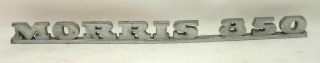 Vintage Morris 850 Metal Car Emblem Logo Badge Trim Name Plate Length 9 "