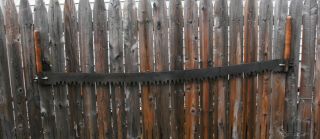 Antique Henry Disston & Sons 5 Ft.  No.  254 Two Man Crosscut Saw W/ Atkins Handles