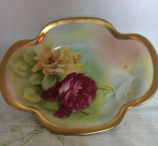 Vintage Limoges Coronet Dish Hand Painted Signed