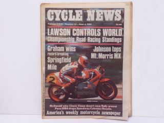 Cycle News Newspaper June 4,  1986 - Eddie Lawson - Ricky Johnson - Ricky Graham