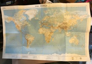 1937 Nelson Doubleday Around The World Map Pre - Wwii Large Wall Map 26 " X 42 "