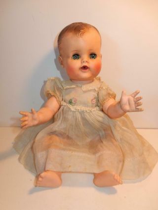 Vintage Doll Madame Alexander Kathy Baby 17 " Squeaker In Organdy Dress