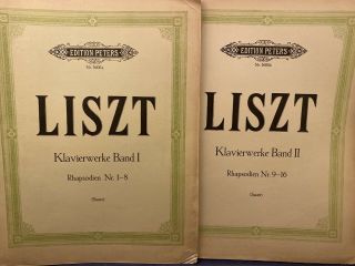 Two Vintage German Piano Music Books Edition Peters 3600 A - B Liszt Rhapsody 1 - 16