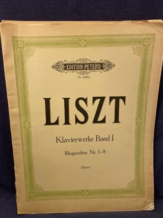 Two Vintage German Piano Music Books Edition Peters 3600 a - b LISZT Rhapsody 1 - 16 3