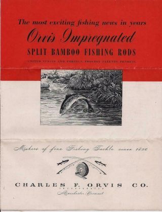 Orvis Bamboo Fishing Rod Brochure 1946 Illus Salmon Trout Casting Rods Vg