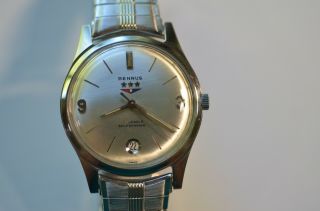 Vintage Benrus 3 Star Wrist Watch,  39 Jewel,  Stainless,  Dial, 2