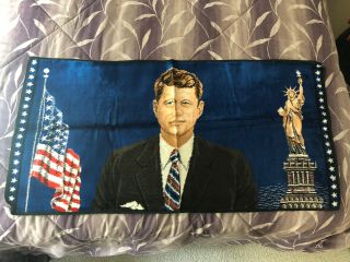 Vintage 1960’s Jfk Kennedy Tapestry Italy Political Rug Wall Hanging 39” X 19.  5”