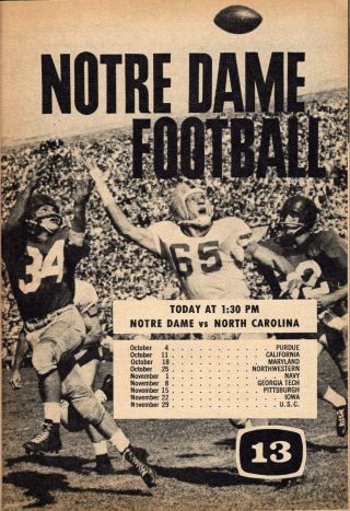 1959 Ncaa College Football Ad Notre Dame Fighting Irish Full Page 5 X 7 Schedule