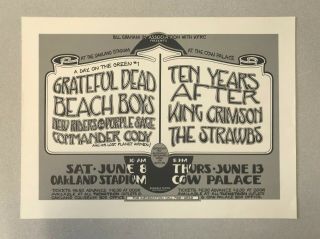 Vintage Concert Poster Bill Graham Day On The Green King Crimson Grateful Dead