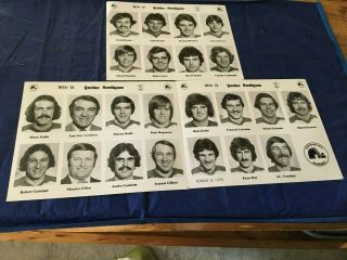 (3) Hockey Team - Issue Photos Wha 1974 - 75 Quebec Nordiques
