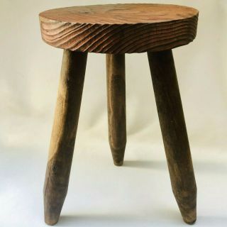 Vintage French Rustic 3 Leg Milking Stool,  Traditional Country Seating Furniture
