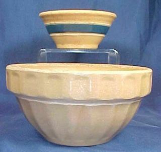 2 Vintage Stoneware Bowls Blue White Stripe Stoneware Small Size