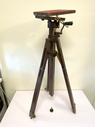 Antique Agfa Ansco Wood Tripod W/large Format Camera Head As - Is Repair/restore