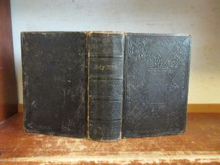 Antique The Holy Bible Leather Book 1883 Old / Testament Jesus Fine Binding