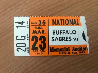 1979 - 80 Buffalo Sabres Vintage Ticket Stub From The Aud - Game 35 Vs Islanders