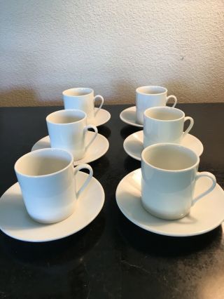 Six Vintage White Porcelain Expresso Cups And Saucers. 2