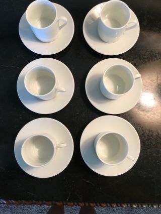 Six Vintage White Porcelain Expresso Cups And Saucers. 3