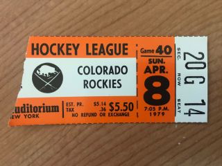 1978 - 79 Buffalo Sabres Vintage Ticket Stub From The Aud - Game 40 Vs Rockies