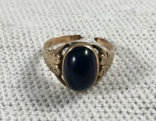 Antique Ostby Barton 10k Gold Blue Stone Ring Size 4 1.  6 Grams