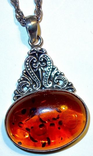 OUTSTANDING Antique AMBER Sterling Silver 2 