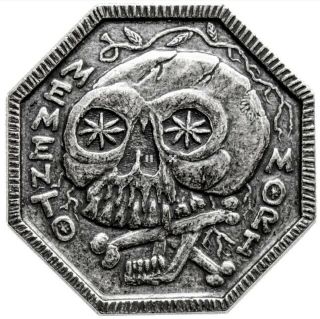 Memento Mori - Memento Vivere Silver Usa Antiqued Octagon Coin