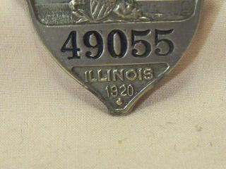 1920 ILLINOIS LICENSED CHAUFFEUR PINBACK BADGE STATE SOVEREIGNTY NATIONAL UNION 3