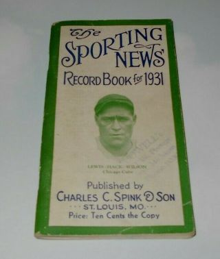 Spink & Son The Sporting News Record Book For 1931 With Hack Wilson Cover
