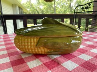 Vintage Shawnee Corn King Covered Casserole Dish Lid Ear Cob Shuck