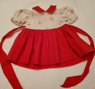 Vintage Doll Dress Red With Telephone Print,  Saucy Walker Style Doll Clothes
