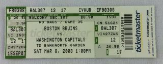 Nhl 2008 03/08 Washington Capitals At Boston Bruins Full Ticket