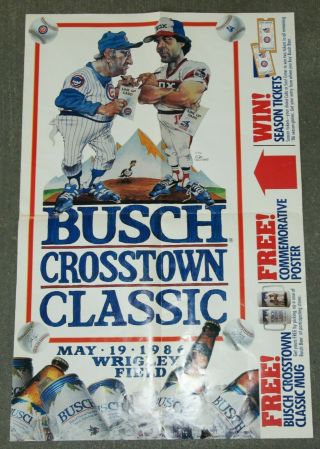 1986 Chicago White Sox Vs Cubs Busch Crosstown Classic Larussa 28 " X 18 " Poster
