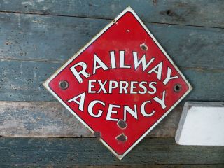 Antique Advertising Store Display Sign Porcelain Railway Express Agency