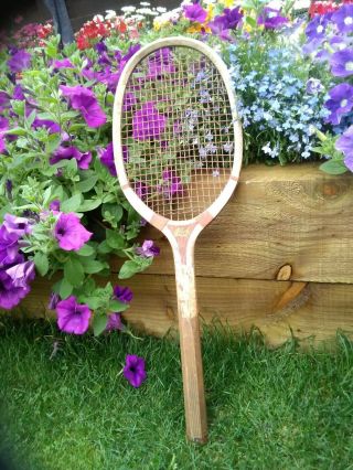 Antique Vintage Wooden Tennis Racket Club Special Cat Gut Strings