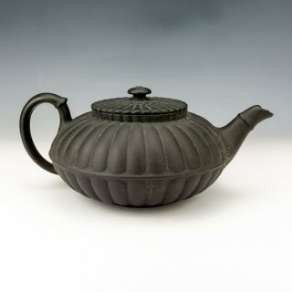 Antique Wedgwood Black Basalt Pottery - Gourd Formed Teapot - Unusual