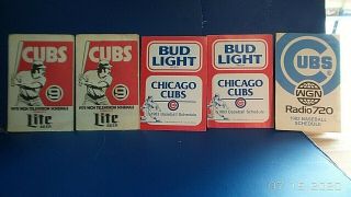 5 Chicago Cubs Wgn Radio & Television Pocket Scheduals.  1978,  1982,  1983