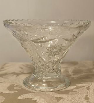 Vintage Anchor Hocking Clear Glass Punch Bowl Early American Star Of David