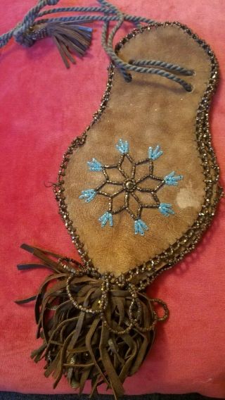Antique Leather Plains Native American Indian Tulip Bag