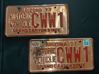 Arizona Historic License Plate Pair - Copper Finish 1977 Design