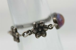 Art Nouveau Dragons Breath glass Sterling Silver Flower Ring Antique Luxury 2