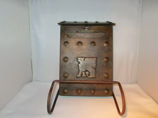 Vintage Arts & Crafts Metal Mailbox,  Mission,  Gothic Style,  Paper Holder,  Patina