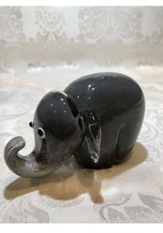 Vintage Caithness Grey Fleck Art Glass Elephant Figurine Paperweight