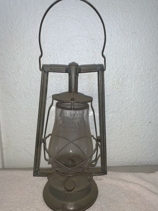 Antique Dietz / Victor Square Tubing Frame Kerosene Oil Lamp Lantern Barn Find