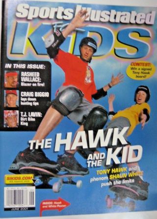 June 2001 Tony Hawk Shaun White Skateboard Sports Illustrated For Kids No Label
