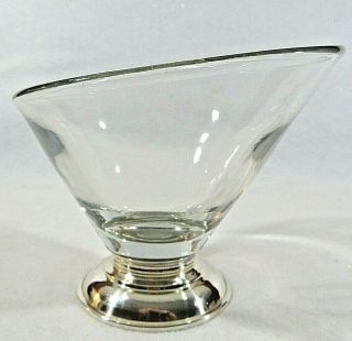 Web Sterling Silver Base Glass Bowl Vintage Mid Century