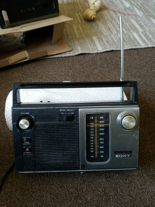 Vintage Sony Ac Battery Sensitive Am/fm Portable Radio Icf - 7270w -
