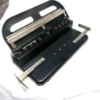 Heavy Duty Paper Hole Punch Adjustable Vtg Made Of Metal