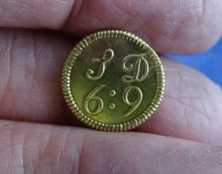 Lovely Antique C1750 Coin Weight For 1/4 Moidore Gold Coin
