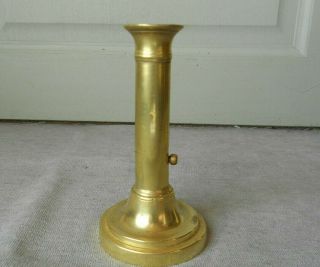 French Antique Solid Brass Candle Holder Candlestick W/ Sliding Knob