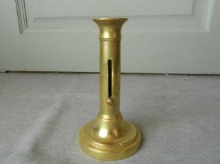 French Antique SOLID Brass Candle holder Candlestick w/ Sliding Knob 2