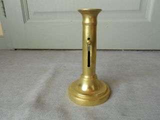 French Antique SOLID Brass Candle holder Candlestick w/ Sliding Knob 3
